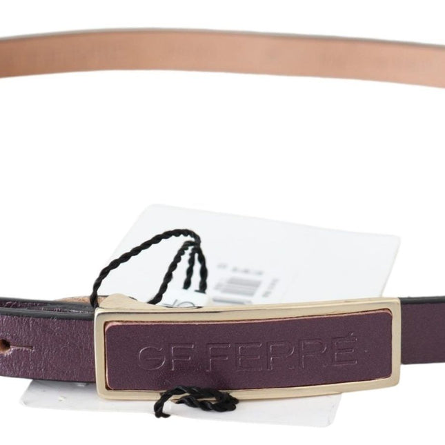 GF Ferre Gold Logo Buckle Waist Leather Skinny Belt