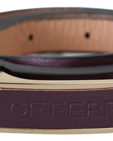 GF Ferre Gold Logo Buckle Waist Leather Skinny Belt