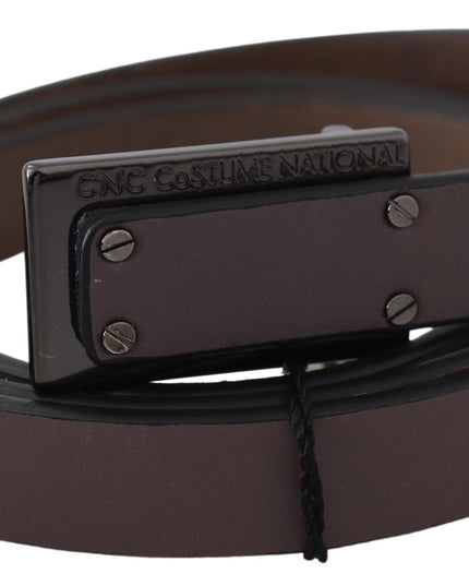 Costume National Brown Leather Tactical Logo Buckle Dark
