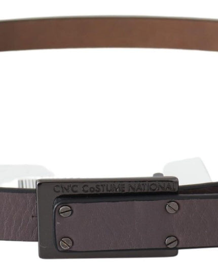 Costume National Brown Leather Tactical Logo Buckle Dark