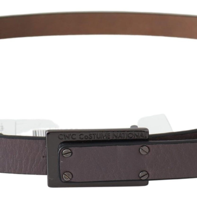 Costume National Brown Leather Tactical Logo Buckle Dark