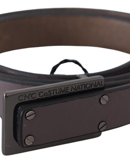 Costume National Brown Leather Tactical Logo Buckle Dark