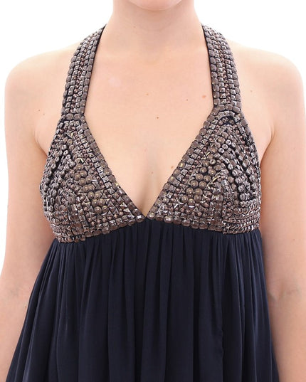 Anaikka Navy Blue Studs Embellished Top Blouse