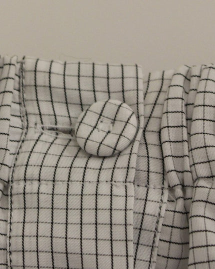 Andrea Incontri White Cotton Checkered Stretch Skirt