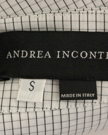 Andrea Incontri White Checkered Stretch Cotton Shorts