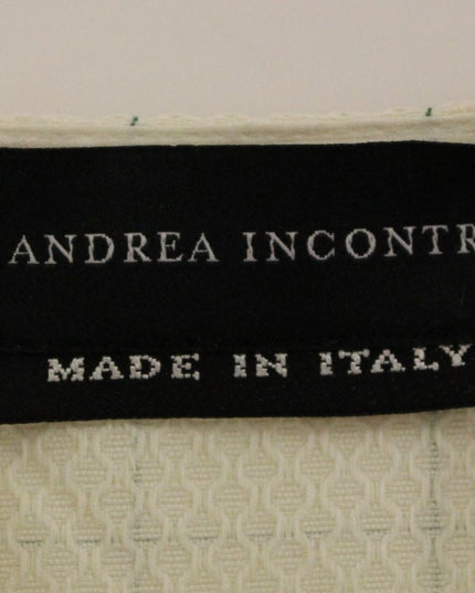 Andrea Incontri White Cotton Checkered Shirt Top