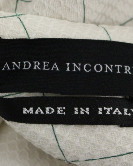 Andrea Incontri White Cotton Checkered Pencil Skirt