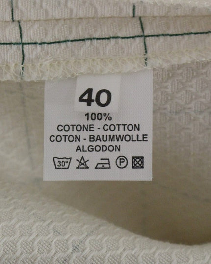 Andrea Incontri White Cotton Checkered Pencil Skirt