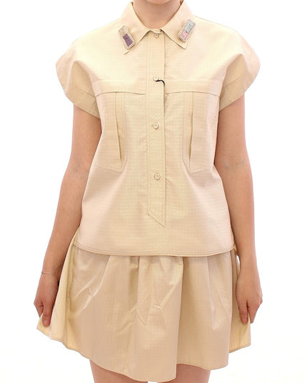 Andrea Incontri Beige Sleeveless Blouse Top