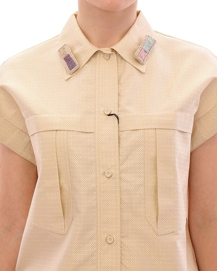 Andrea Incontri Beige Sleeveless Blouse Top