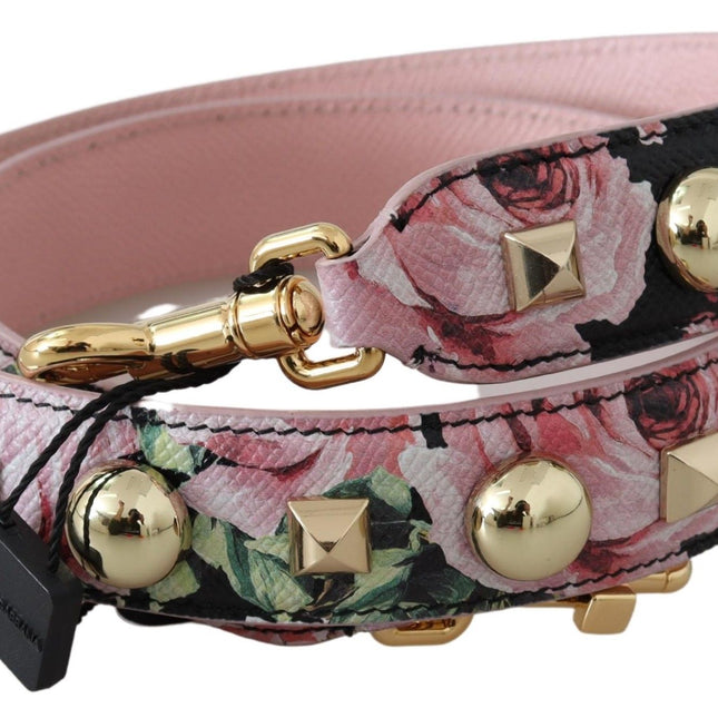 Dolce & Gabbana Pink Floral Gold Studs Bag Accessory Shoulder Strap