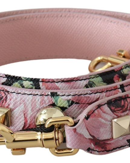 Dolce & Gabbana Pink Floral Gold Studs Bag Accessory Shoulder Strap