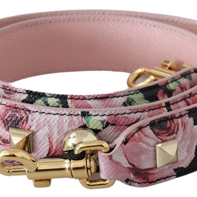 Dolce & Gabbana Pink Floral Gold Studs Bag Accessory Shoulder Strap