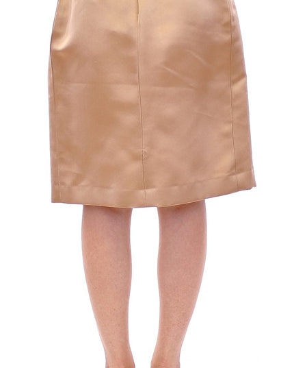 Andrea Incontri Brown Silk Solid Mini Pleated Skirt