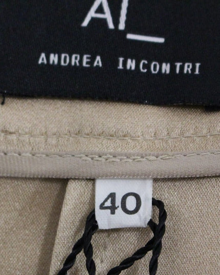 Andrea Incontri Brown Silk Solid Mini Pleated Skirt