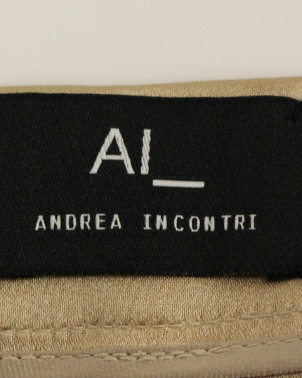 Andrea Incontri Brown Silk Solid Mini Pleated Skirt