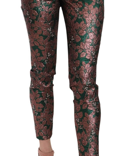 Dolce & Gabbana Multicolor Iridescent Brocade Jacquard Trousers Crop Pants