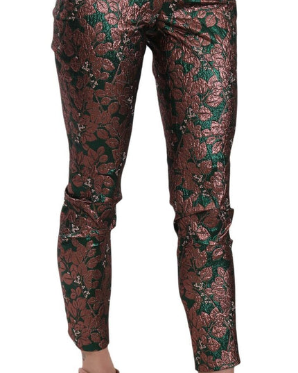 Dolce & Gabbana Multicolor Iridescent Brocade Jacquard Trousers Crop Pants