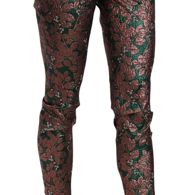 Dolce & Gabbana Multicolor Iridescent Brocade Jacquard Trousers Crop Pants