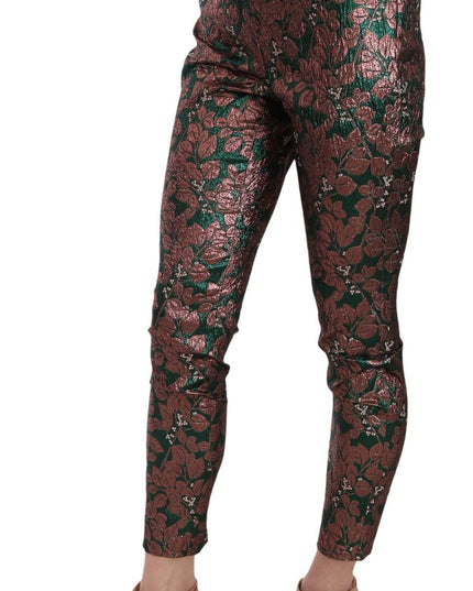 Dolce & Gabbana Multicolor Iridescent Brocade Jacquard Trousers Crop Pants