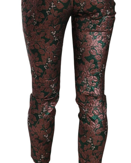 Dolce & Gabbana Multicolor Iridescent Brocade Jacquard Trousers Crop Pants