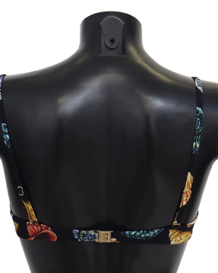 Dolce & Gabbana Black Seashells Print Women Swimwear Bikini Tops