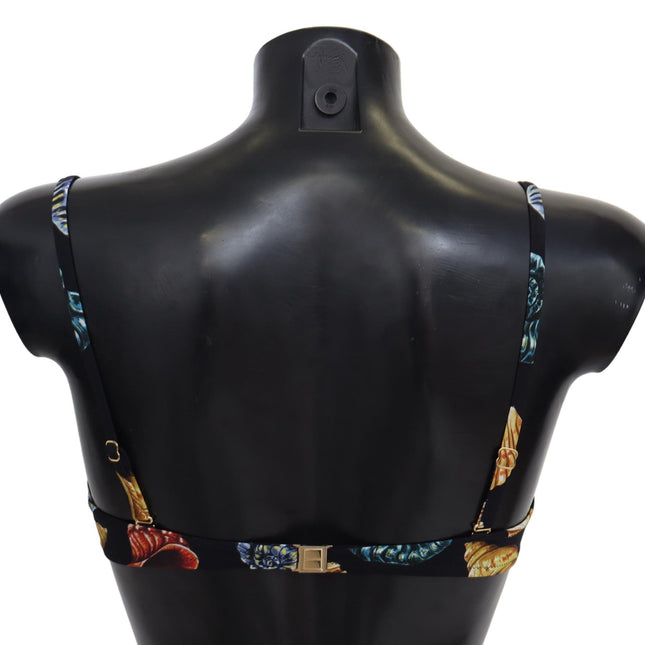 Dolce & Gabbana Black Seashells Print Women Swimwear Bikini Tops