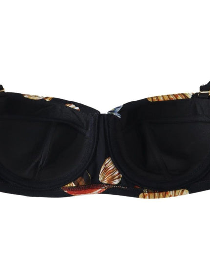Dolce & Gabbana Black Seashells Print Women Swimwear Bikini Tops
