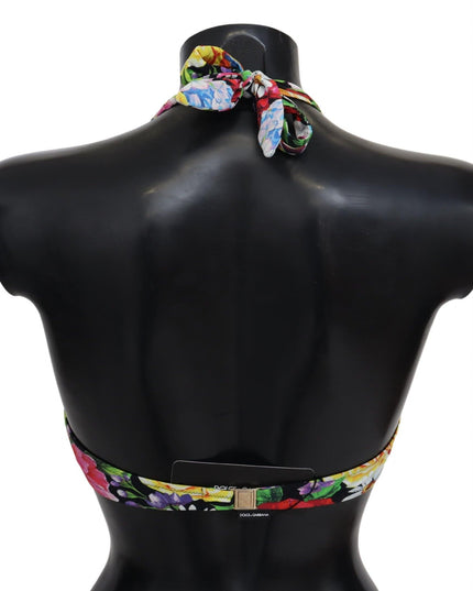 Dolce & Gabbana Multicolor Floral Print Swimwear Bikini Tops