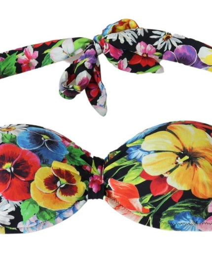 Dolce & Gabbana Multicolor Floral Print Swimwear Bikini Tops