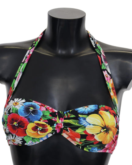 Dolce & Gabbana Multicolor Floral Print Swimwear Bikini Tops