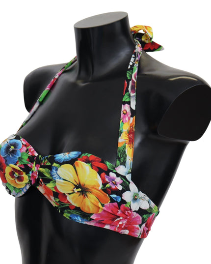 Dolce & Gabbana Multicolor Floral Print Swimwear Bikini Tops