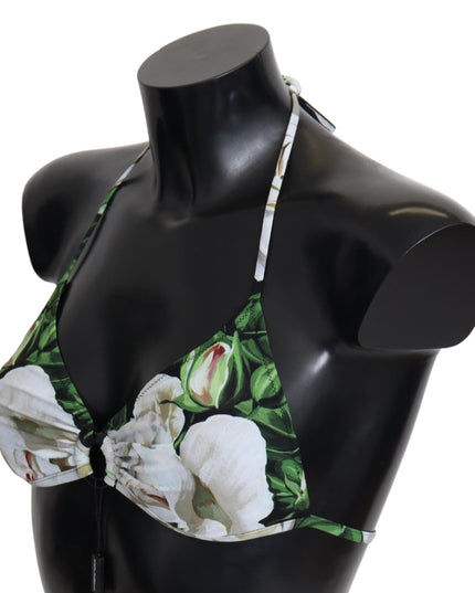 Dolce & Gabbana Multicolor Floral Print Halter Swimwear Bikini Top