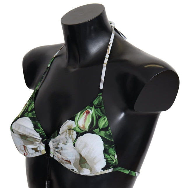 Dolce & Gabbana Multicolor Floral Print Halter Swimwear Bikini Top