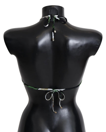 Dolce & Gabbana Multicolor Floral Print Halter Swimwear Bikini Top