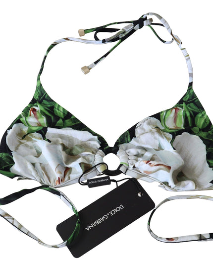 Dolce & Gabbana Multicolor Floral Print Halter Swimwear Bikini Top