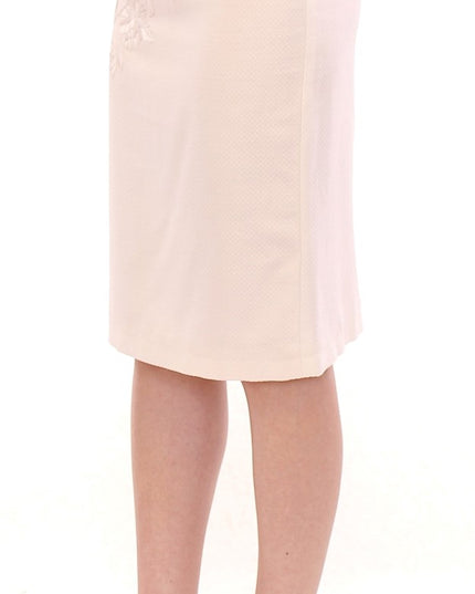 Andrea Incontri White Cotton Floral Embroidery Skirt