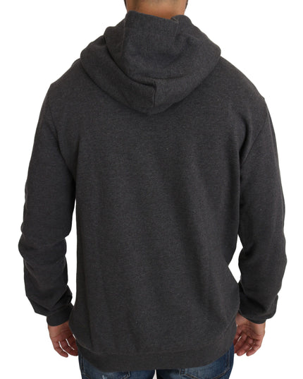 Dolce & Gabbana Gray Hooded Red Crystal Heart Gun Sweater