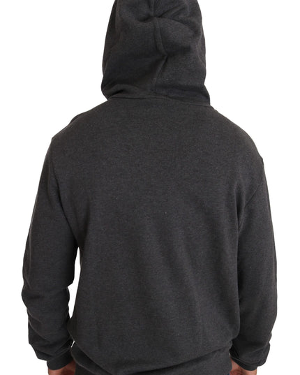 Dolce & Gabbana Gray Hooded Red Crystal Heart Gun Sweater