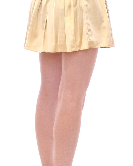 Andrea Incontri Beige Floral Embroidery Mini Skirt