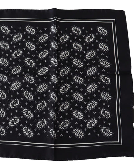 Dolce & Gabbana Black Patterned Square Scarf  Silk  Handkerchief