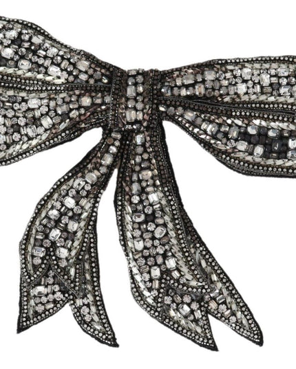 Dolce & Gabbana Silver Crystal Beaded Sequined Catwalk Necklace Bowtie
