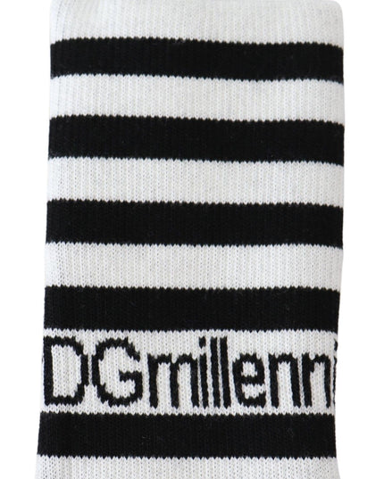 Dolce & Gabbana Black White Wool DGMillennials Wristband Wrap
