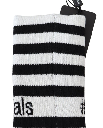 Dolce & Gabbana Black White Wool DGMillennials Wristband Wrap