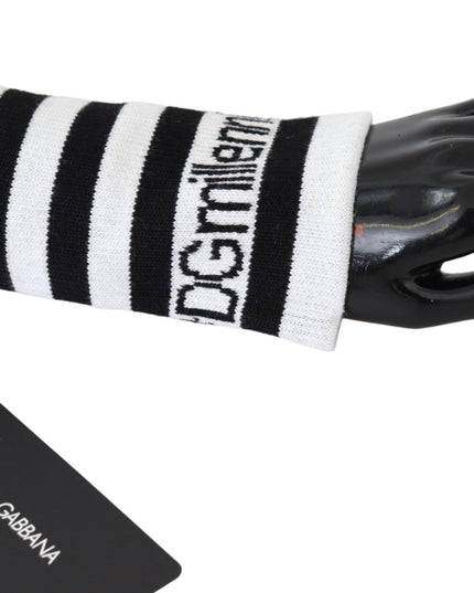 Dolce & Gabbana Black White Wool DGMillennials Wristband Wrap