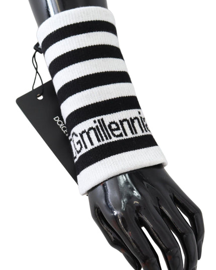 Dolce & Gabbana Black White Wool DGMillennials Wristband Wrap