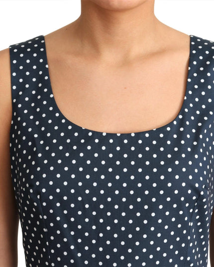 Dolce & Gabbana Blue Dotted Cotton A-Line Gown Dress