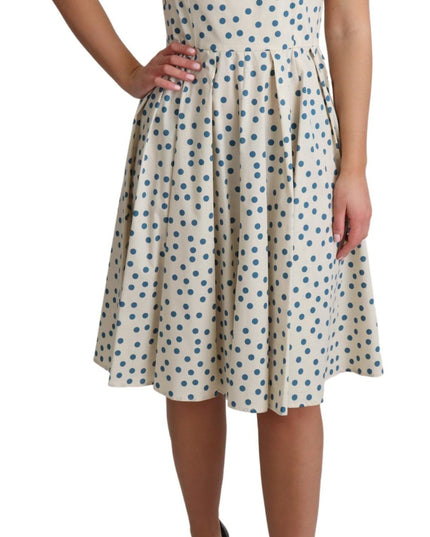 Dolce & Gabbana Beige Dotted Cotton A-Line Gown Dress