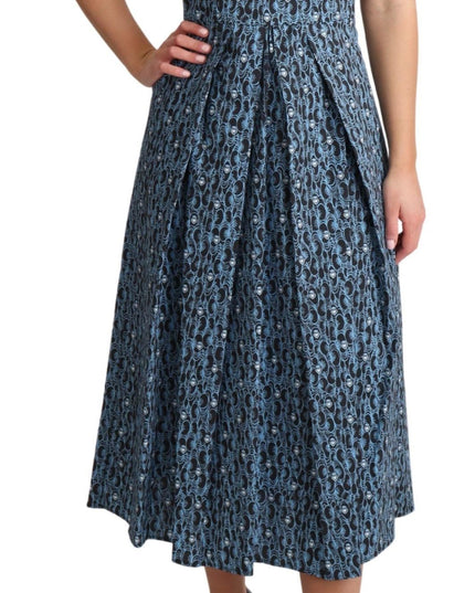 Dolce & Gabbana Blue Heart Cotton A-Line Stretch Dress