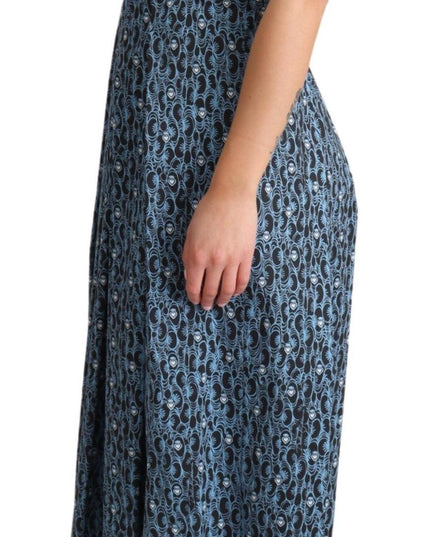 Dolce & Gabbana Blue Heart Cotton A-Line Stretch Dress